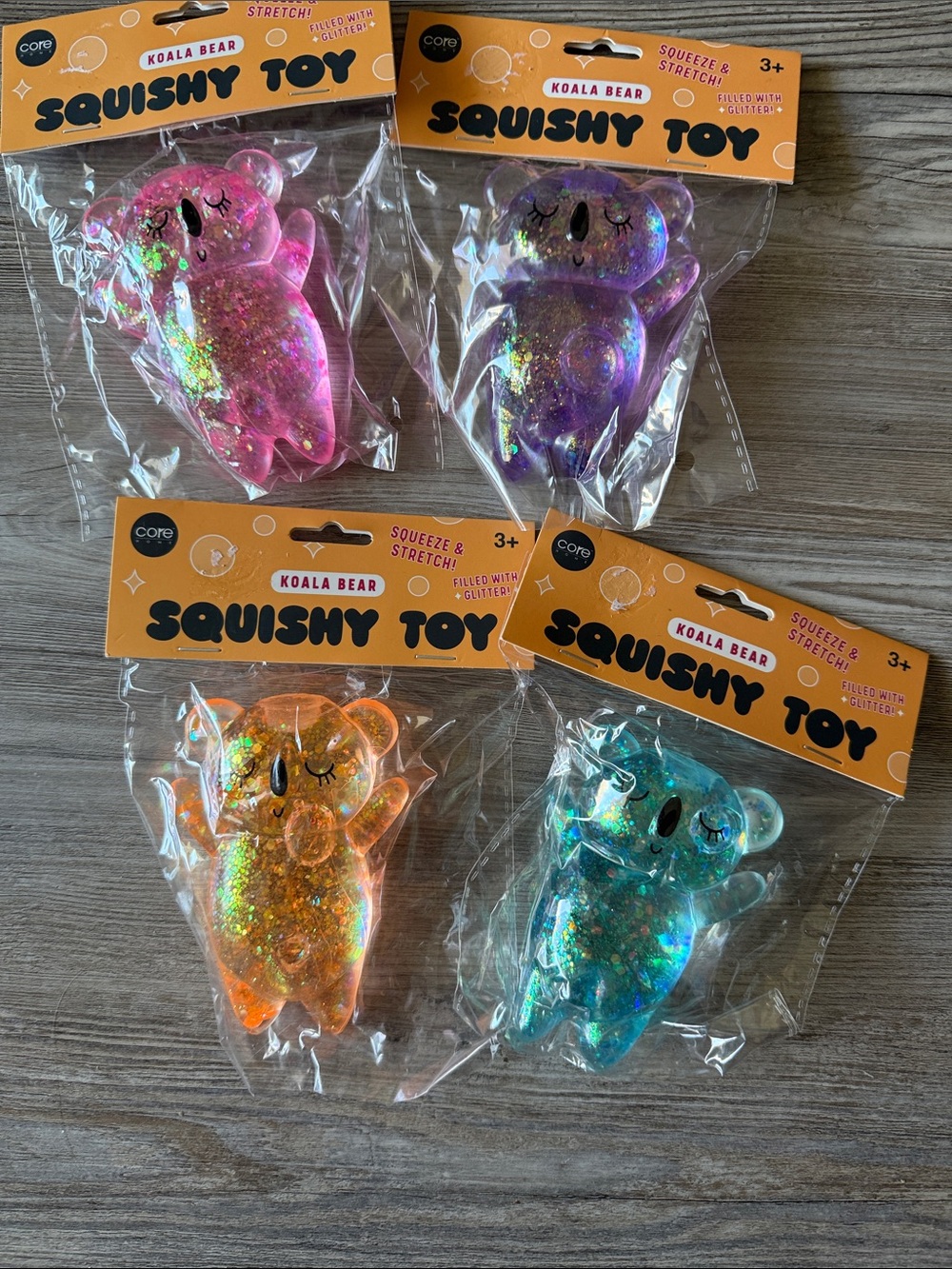 Koala Bear Squishy Toy - Pink, Purple, Orange, Teal set of 4